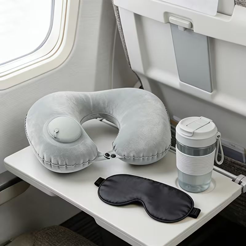 One-Button Inflatable U-Shaped Neck Pillow