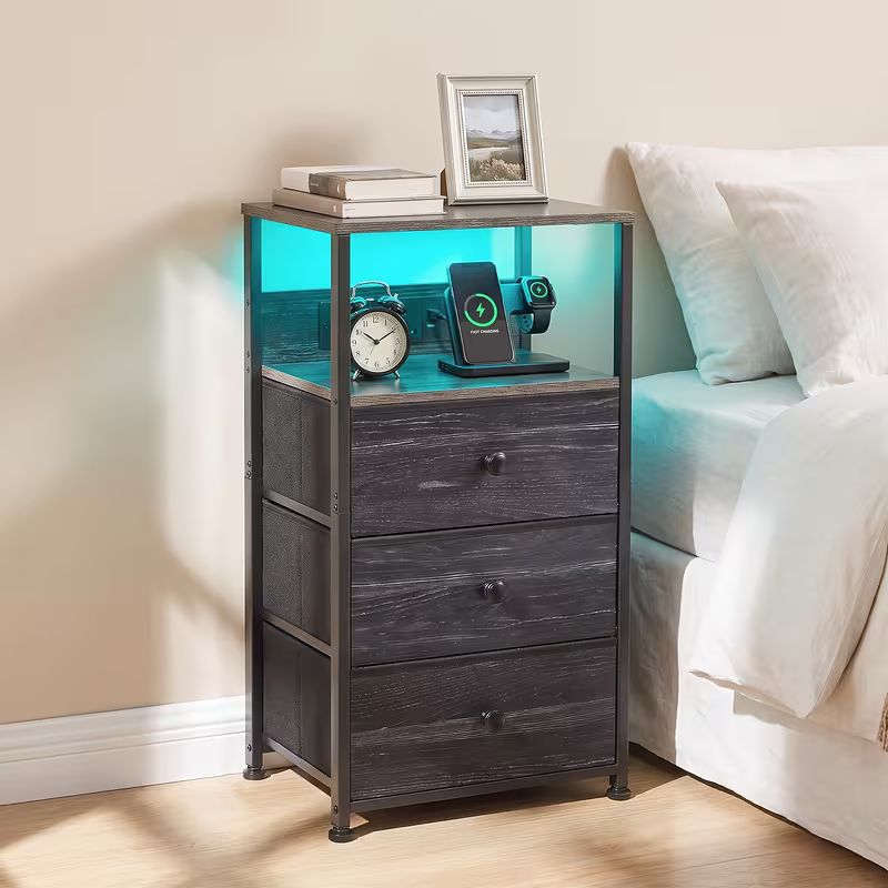 Bedside Table with Charging Station