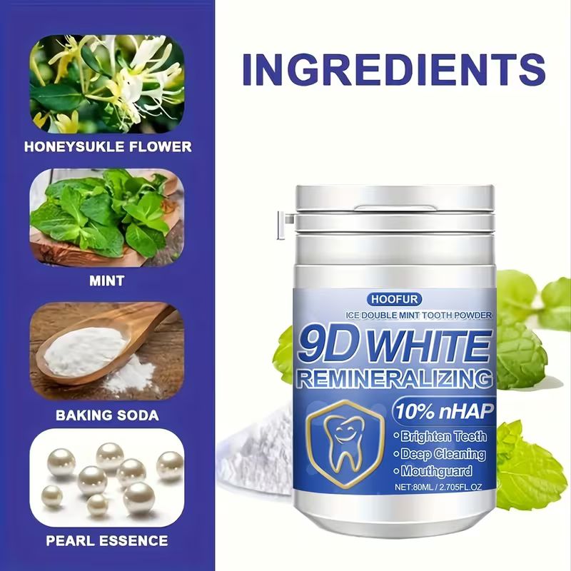 9D White Remineralizing Hydroxyapatite Toothpaste Powder